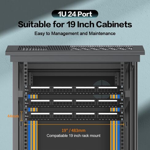 24 Port Patch Panel CAT6A Rack Mount 19inch Ethernet Patch Panel Punch Down for Cat6A,Cat6, Cat5e, Cat5 Cabling（EC Listed） in Kuwait