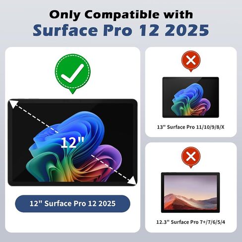 MoKo Type Cover for Microsoft Surface Pro 12" 2025 Keybaord, Black in Kuwait