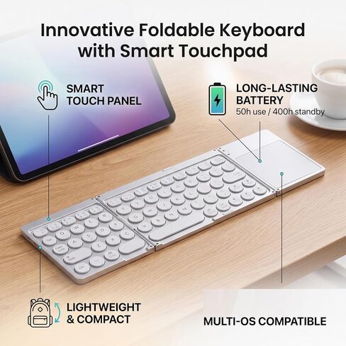 ciciglow Foldable Bluetooth Keyboard with Trackpad for Tablet in Kuwait