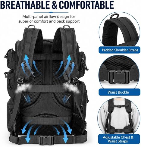50L Waterproof Tactical Backpack for Men, MOLLE Military Backpack in Kuwait