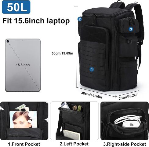 50L Waterproof Tactical Backpack for Men, MOLLE Military Backpack in Kuwait
