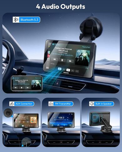 ESSGOO 7" Wireless CarPlay & Android Auto Screen for Car with Rear Cam in Kuwait