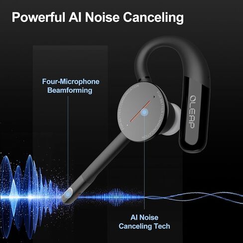 Archer Wireless Headset Single Ear Bluetooth Headset, Meeting Assistant with Transcription, AI Noise Canceling 50dB, AI Transcribe & Summarize, Voice Recorder with App for Office/Meeting/Driving in Kuwait