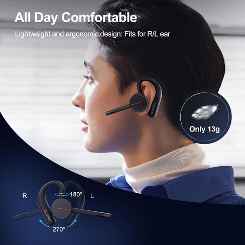 Archer Wireless Headset Single Ear Bluetooth Headset, Meeting Assistant with Transcription, AI Noise Canceling 50dB, AI Transcribe & Summarize, Voice Recorder with App for Office/Meeting/Driving in Kuwait