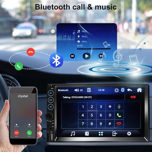 7 inch Double Din Car Stereo,Carplay Screen for Car with Wireless Apple Carplay & Android Auto,Backup Camera,Car Audio Receivers with Voice Control, MirrorLink, Bluetooth, SWC, FM Car Stereo in Kuwait