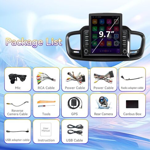 Android 14 Car Stereo Radio Head Unit Compatible with Kia Sorento 2016 2017 2018 2019 2020 9.7" Touch Screen Audio Receiver with CarPlay & Android Auto GPS WiFi Buletooth Back Camera FM GPS 2+64G in Kuwait