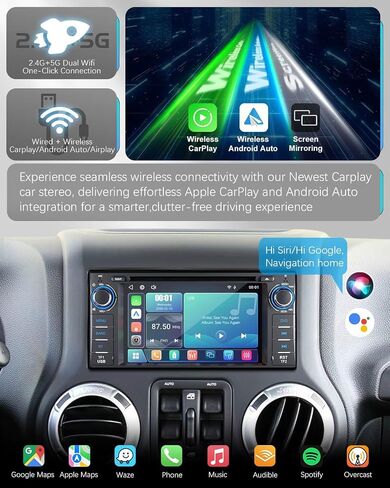 【SOOEMAKA】 2026 Car Radio with CD/DVD Player for Dodge RAM 1500 2500 3500 (2009-2012), for Jeep Wrangle/Unlimited (2007-2015),Upgrade CarPlay&Android Auto,Online Navigation,AM,FM,Bluetooth in Kuwait