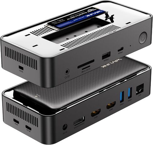 WAVLINK Laptop Docking Station 3 Monitors(Max Resolution: Single 8K or Triple 4K), 12-1 USB C Hub with 10Gbps M.2 PCIe/SATA SSD Enclosure, 2*HDMI + DP, 100W PD, for MacBook Pro/Air Mac mini M1–M4 in Kuwait