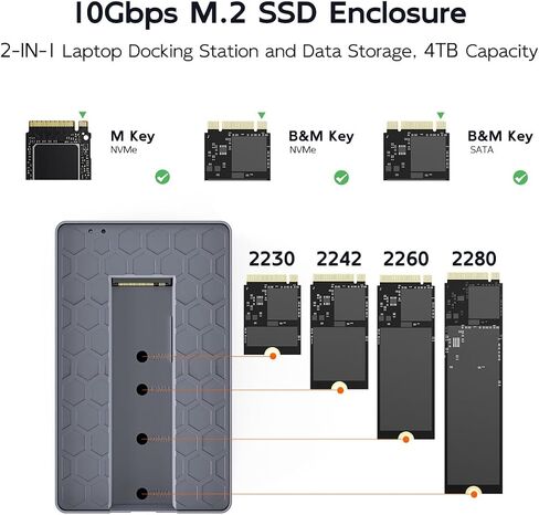 MAIWO USB-C Hub with M.2 SSD Enclosure, 11-in-1 Laptop Docking Station with 4K@60Hz, 100W PD, 1000Mbps Ethernet, SD/TF Card Slot, 10Gbps M.2 NVMe/SATA Slot, USB X4 in Kuwait