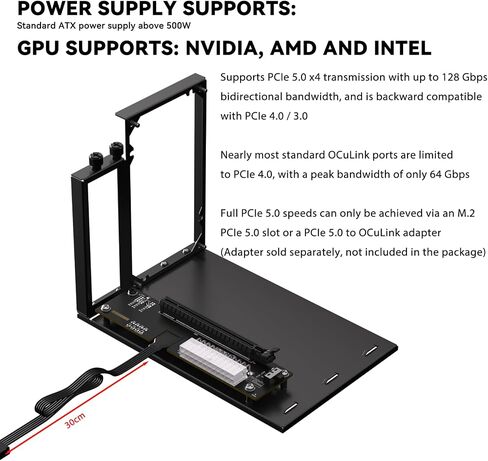 OCuLink eGPU Dock PCIe 5.0 X4 128Gbps for External Graphics Card eGPU 30cm in Kuwait
