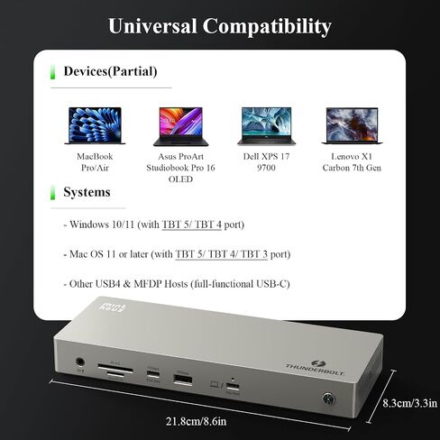 Minthouz Thunderbolt 4 Dock,12-in-1 40Gbps Thunderbolt Dock-Blazing-Fast in Kuwait