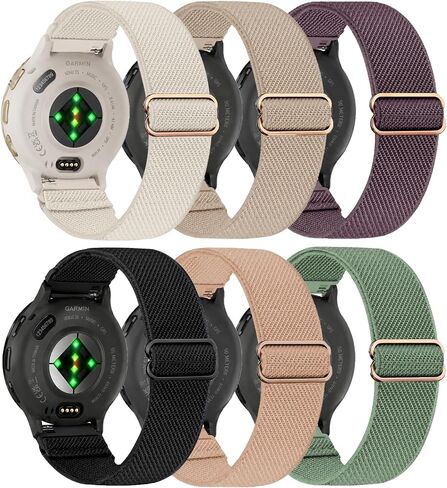 6 Pack 18mm Stretchy Nylon Watch Bands Compatible with Garmin Venu 4 41mm/Venu 3S/Venu 2S/Vivoactive 4S, Loop Elastic Straps for Vivomove 3S/Forerunner 255S/Forerunner 265S Women Men in Kuwait