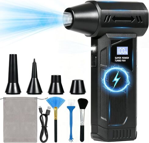 TPQKA Compressed Air Duster 110000RPM, Rechargeable Cordless Electric Air Duster – Replace Canned Air, 3+1 Gears 41m/s for PC Keyboard Computer Car Detailing Home Dusting in Kuwait