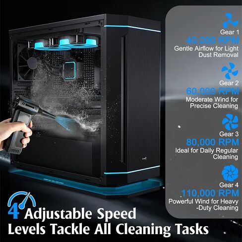 TPQKA Compressed Air Duster 110000RPM, Rechargeable Cordless Electric Air Duster – Replace Canned Air, 3+1 Gears 41m/s for PC Keyboard Computer Car Detailing Home Dusting in Kuwait