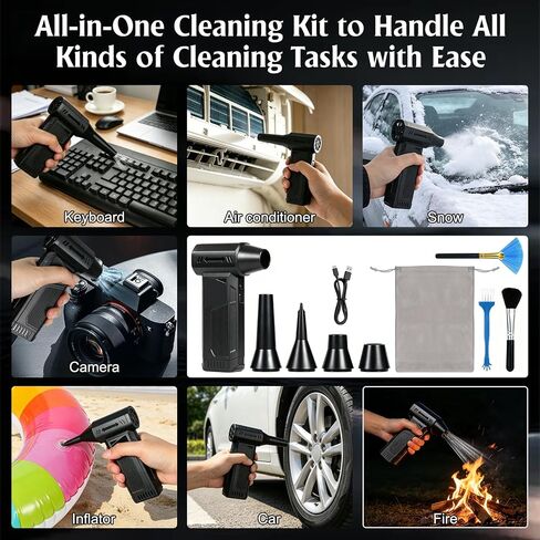 TPQKA Compressed Air Duster 110000RPM, Rechargeable Cordless Electric Air Duster – Replace Canned Air, 3+1 Gears 41m/s for PC Keyboard Computer Car Detailing Home Dusting in Kuwait
