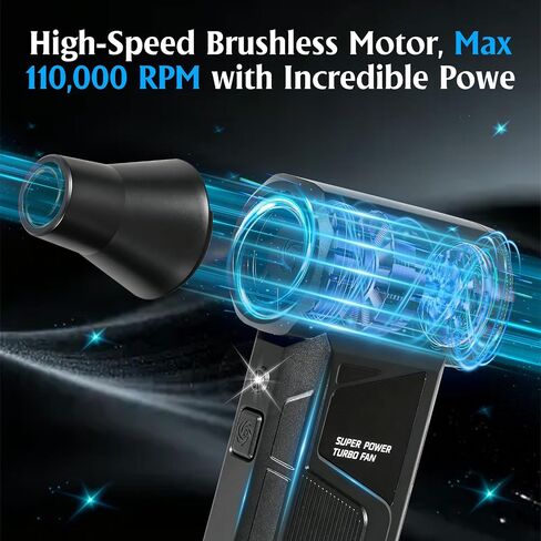 TPQKA Compressed Air Duster 110000RPM, Rechargeable Cordless Electric Air Duster – Replace Canned Air, 3+1 Gears 41m/s for PC Keyboard Computer Car Detailing Home Dusting in Kuwait
