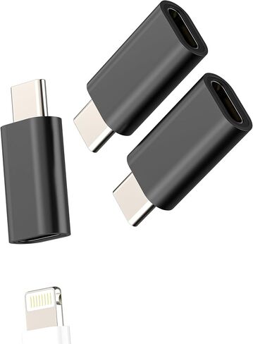 Lightning Female to USB C Male Adapter(3 pack)for iPhone 16 15 for Apple lighting Charging Cable Converter Type C Port Charger Connector for iPad Adaptor Mobile Power Adaptador compatible for Samsung in Kuwait