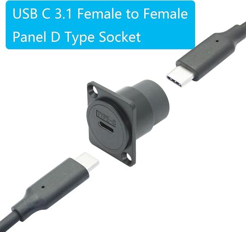 USB 3.1 Panel Mount Connector Socket, D Type C Female Plug, Install Screw in Kuwait