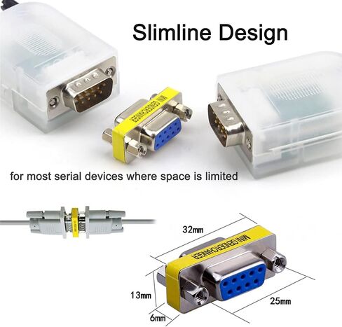 Fielect DB9 Female to Female Gender Changer, 9-Pin RS232 Serial Coupler Adapter, Straight Through 0-Degree, DB9 Serial Port Connector Adapters for PC, Modem, POS, Router, Printer, Switch, 1 Pack in Kuwait