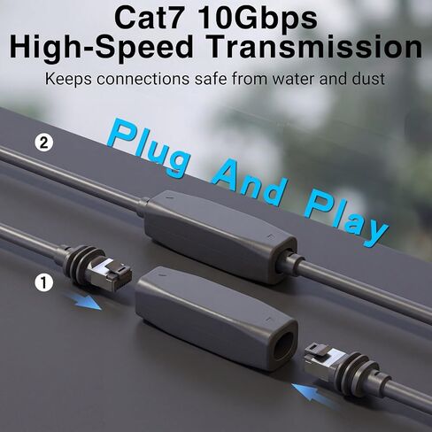Duttek Starlink Cable Coupler for Starlink Gen3/Mini Cable, 10Gbps IP68 Waterproof High Speed Starlink Adapter for Starlink Ethernet Adapter Gen 3/Mini Dish and Router Supports Cat6/Cat7 in Kuwait