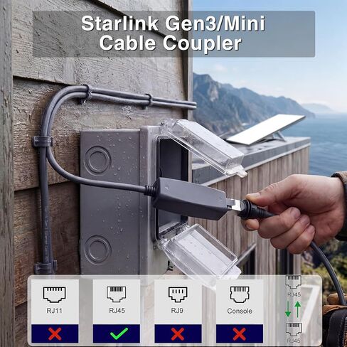 Duttek Starlink Cable Coupler for Starlink Gen3/Mini Cable, 10Gbps IP68 Waterproof High Speed Starlink Adapter for Starlink Ethernet Adapter Gen 3/Mini Dish and Router Supports Cat6/Cat7 in Kuwait
