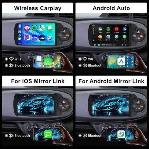 [2GB+64GB] Car Stereo for Toyota Yaris 2012-2017 Android Head Unit, Wireless Carplay Android Auto Mirror Link, 9 Inch Touch Screen Car Radio GPS,Bluetooth, WiFi, FM RDS Radio,BT/SWC/EQ in Kuwait
