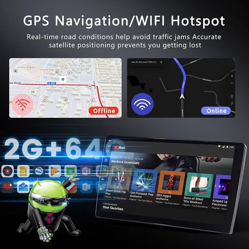 [2GB+64GB] Car Stereo for Toyota Yaris 2012-2017 Android Head Unit, Wireless Carplay Android Auto Mirror Link, 9 Inch Touch Screen Car Radio GPS,Bluetooth, WiFi, FM RDS Radio,BT/SWC/EQ in Kuwait