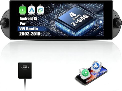 for Volkswagen Beetle 2002-2010 Android 15 Car Radio, Wireless Carpaly&Android Auto, 2G+64G, 7 Inch IPS Touch Screen with Bluetooth/FM Stereo/WiFi/GPS Navi+SWC in Kuwait