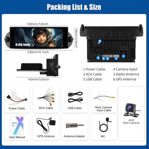 for VW Beetle 2002-2010 Android 15 Car Radio Wireless Carpaly & Android Auto 7 Inch IPS 2G+64G Touch Screen with Bluetooth FM Stereo WiFi GPS Navi SWC+AHD Backup Camera in Kuwait