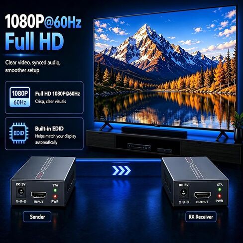 HDMI Extender Over Ethernet, 196ft 1080P 60Hz with POC and EDID in Kuwait