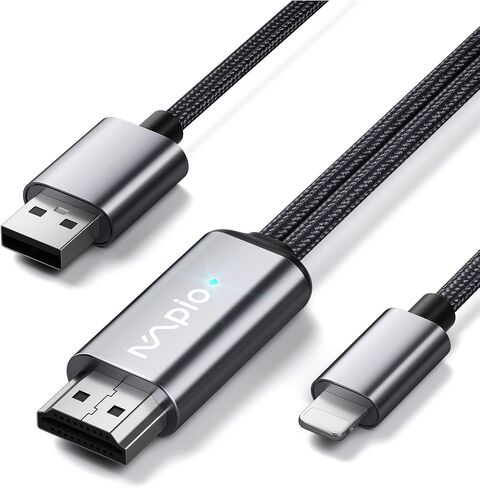 DRYMOKINI HDMI Cable Adapter for iPhone, Plug and Play 1080P Full HD Digital AV Adapter, Sync Screen Connector Compatible with iPhone & iPad, Digital AV Cable to TV/Projector/Monitor in Kuwait