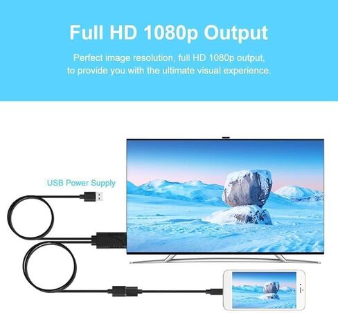 3 in 1 USB Female to HDMI Male HDTV Adapter, 1080P HD USB to HDMI Digital AV Adapter Cable for iOS Android Devices in Kuwait