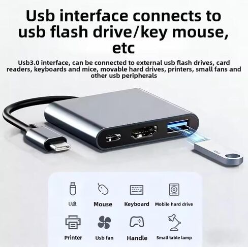 3-in-1 USB C Multiport Adapter, Type-C Hub Portable Aluminum Dock in Kuwait
