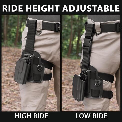 Drop Leg Holster for Glock 17/19/ 19X Gen 3-5 & Glock 22/31 Gen 3-4 - Optic Cut, Level II Thumb Release Thigh Holster - w/Mag Holes in Kuwait
