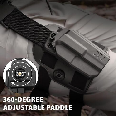 Drop Leg Holster for Glock 17/19/ 19X Gen 3-5 & Glock 22/31 Gen 3-4 - Optic Cut, Level II Thumb Release Thigh Holster - w/Mag Holes in Kuwait