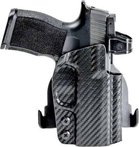 Rounded OWB Paddle Holster - Outside Waistband Carry, American Made, Concealment Express, Carbon Fiber Black Kydex, Optics Ready, Fits: in Kuwait