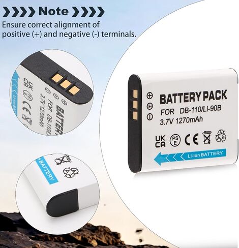 2-Pack LI-90B LI-92B DB-110 Battery + USB-C Dual-Slot Charger for Olympus TG Series & Ricoh GR III in Kuwait