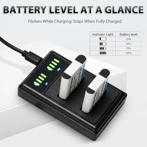 2-Pack LI-90B LI-92B DB-110 Battery + USB-C Dual-Slot Charger for Olympus TG Series & Ricoh GR III in Kuwait