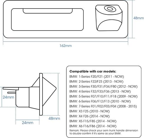 Tailgate Handle Backup Camera for BMW F-Chassis Code RCA Connector in Kuwait
