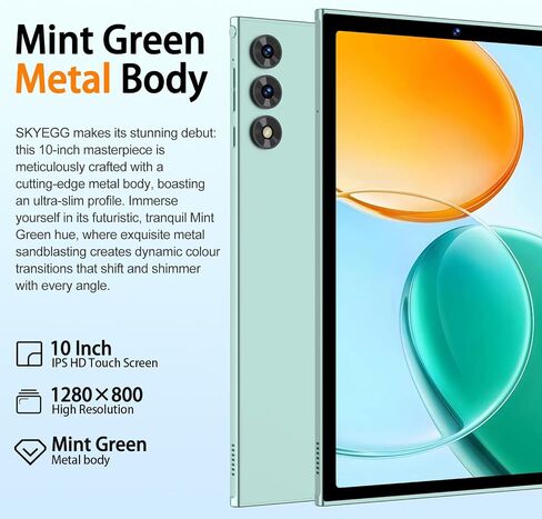10.1" Android 15 Tablet, 30GB+128GB, 8000mAh, Tablets with Keyboard, Green in Kuwait