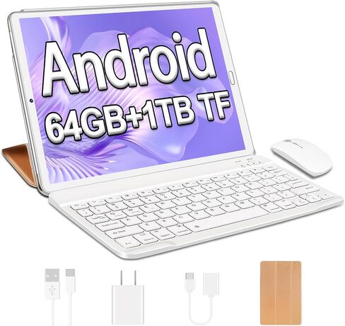 YESTEL 10.1 inch Tablet 2026 Android 13 Tablet Bundle with Octa-Core Processor,10GB RAM+64GB ROM (Expandable up 1TB), 5MP+8MP Dual Camera,5G WiFi,Bluetooth 5.0,GPS,PC with Keyboard & Mouse - Silver in Kuwait