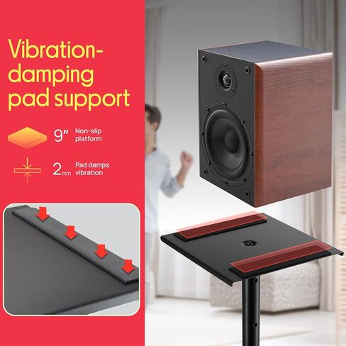Pyle Speaker Stand Pair of Sound Play 1 and 3 Holder - Telescoping Height Adjustable from 26" - 52" Inch High Heavy Duty Three-point Triangle Base w/ Floor Spikes and 9" Square Platform, Black in Kuwait