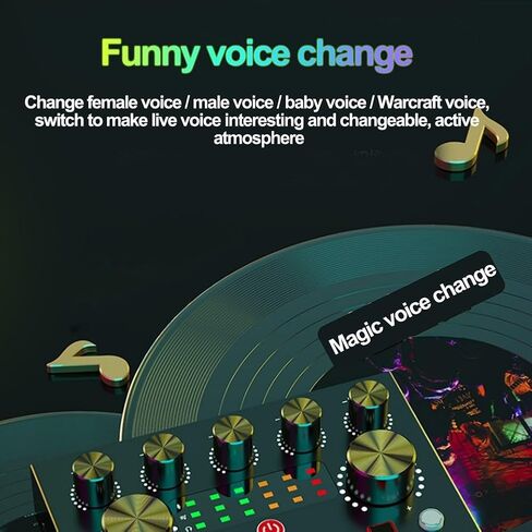V8S External Sound Card and Microphone Mixer with 10 Sound Effects, for dsp Noise Reduction, 5.0 Audio Interface for Live Streaming, Broadcast, Recording on Phone and PC in Kuwait