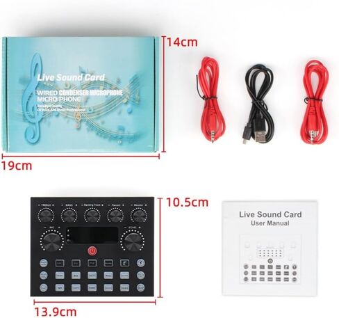 V8S External Sound Card and Microphone Mixer with 10 Sound Effects, for dsp Noise Reduction, 5.0 Audio Interface for Live Streaming, Broadcast, Recording on Phone and PC in Kuwait