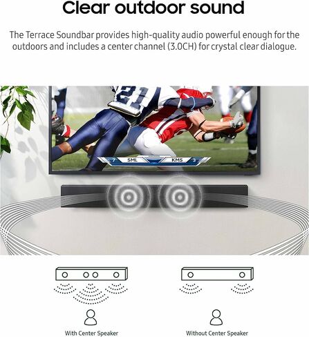 SAMSUNG HW-LST70T 3.0ch The Terrace Outdoor Soundbar w/ Dolby Audio, Built-In Subwoofer, Distortion Cancelling Technology, IP55 Weather Resistant, Titan Black in Kuwait