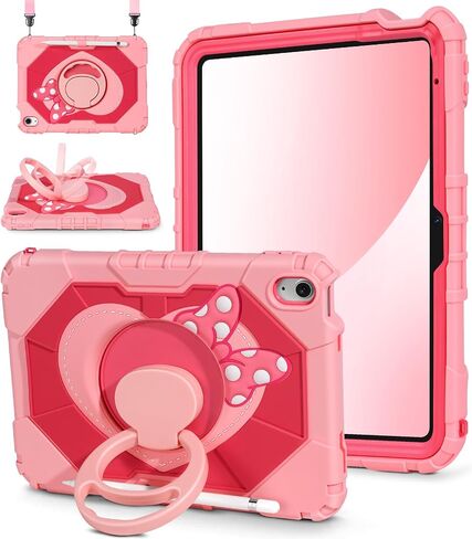 Uppuppy for iPad A16 Case 2025 11 inch/for iPad 10th Generation Case - Rugged Heavy Duty Shockproof Protective Cover with Pencil Holder, Rotating Stand, Shoulder Strap for Kids, Boys, Blue Dinosaur in Kuwait