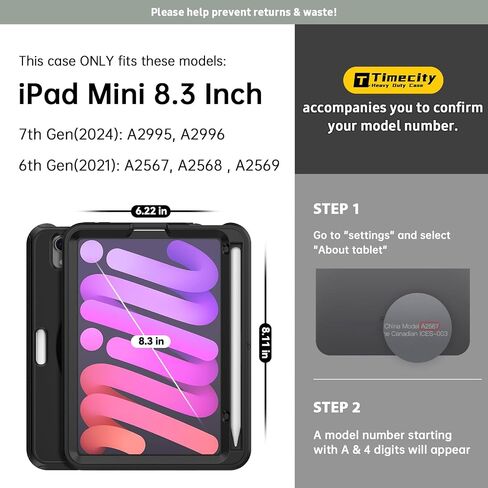Timecity for iPad mini 6/7 (A17 Pro) Generation Case with Screen Protector in Kuwait