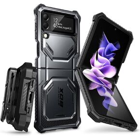 i-Blason Armorbox Series Case for Samsung Galaxy Z Flip 4 5G (2022), Full-Body Rugged Holster Case with Shock Reduction/Bumper (Black)