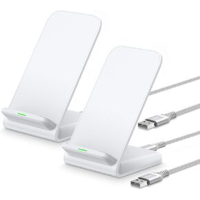 Pixel 8a Wireless Charger, 15W Fast Charging Stand for Google Pixel 8/8 Pro/7a/7 Pro/6 Pro/5, 2-Pack Android Phone Wireless Charger Stand for Samsung Galaxy S24 Ultra/S23/S22, iPhone 15/14/13/Pro/Max