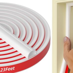 【New Upgrade】 Silicone Weather Stripping Door Seal Strip,Self-Adhesive Door Weather Striping for Doors,Door Weather Seal Strip for Door Soundproofing Insulation White 3/8" (W) x 1/4" (T) x 50ft (L)